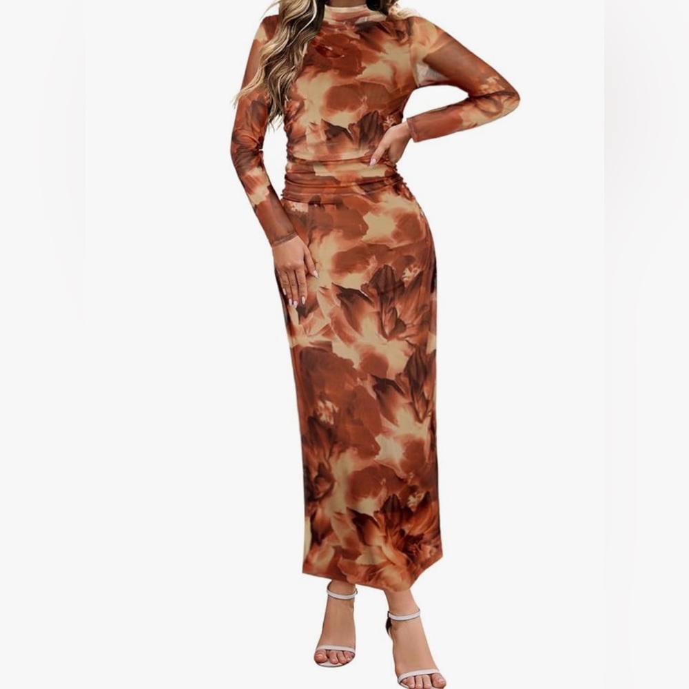 Brown Floral Dress